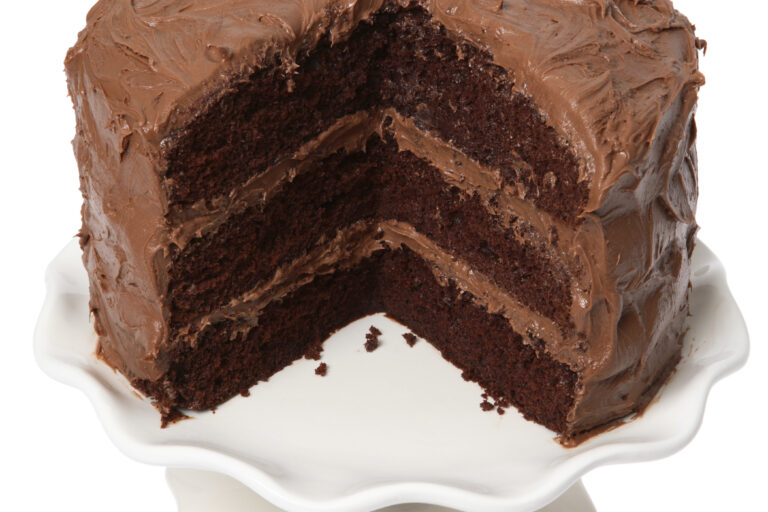 Chocolate cake with piece take out