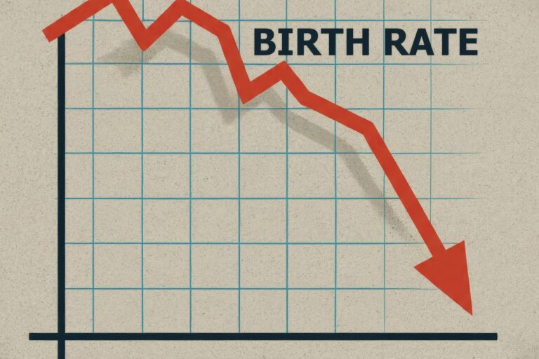 a graph labeled "birth rate" with a decreasing line